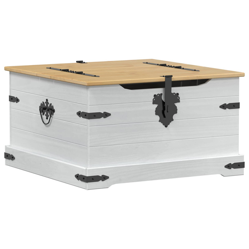 storage box z półką Biały 78 x 78 x 45 cm Lite drewno sosnowe