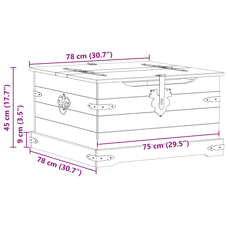 storage box z półką Biały 78 x 78 x 45 cm Lite drewno sosnowe