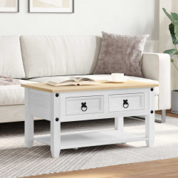 Stolik kawowy Biały 85 x 50 x 45 cm Lite drewno sosnowe