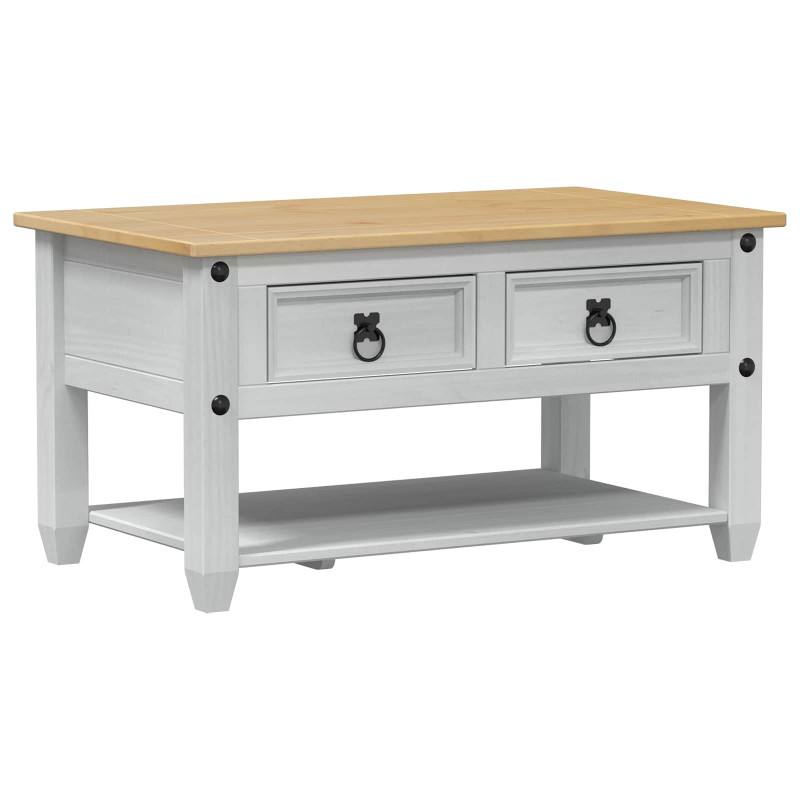 Stolik kawowy Biały 85 x 50 x 45 cm Lite drewno sosnowe