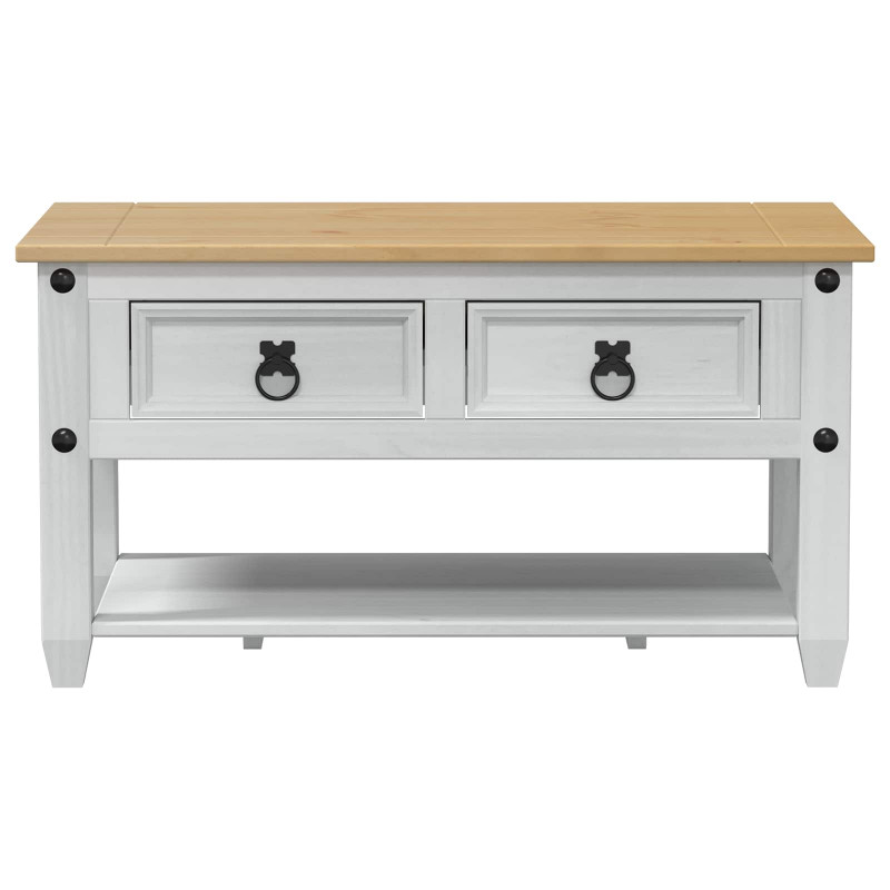 Stolik kawowy Biały 85 x 50 x 45 cm Lite drewno sosnowe