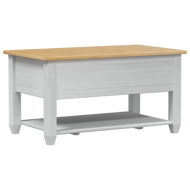 Stolik kawowy Biały 85 x 50 x 45 cm Lite drewno sosnowe