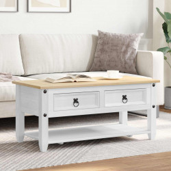 Stolik kawowy Biały 100 x 48 x 45 cm Lite drewno sosnowe