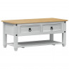 Stolik kawowy Biały 100 x 48 x 45 cm Lite drewno sosnowe