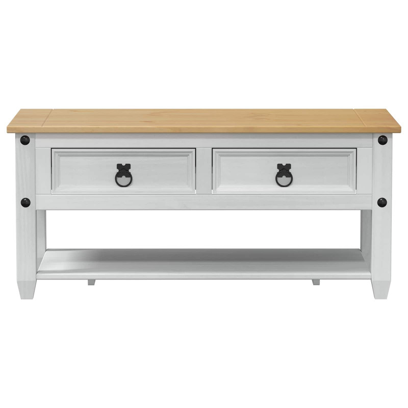 Stolik kawowy Biały 100 x 48 x 45 cm Lite drewno sosnowe