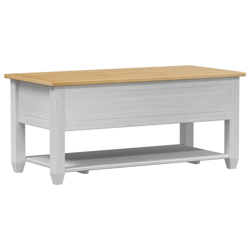 Stolik kawowy Biały 100 x 48 x 45 cm Lite drewno sosnowe