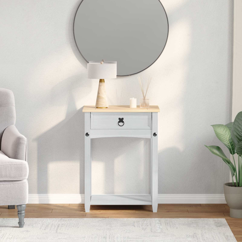 Stolik konsolowy Biały 55 x 35 x 73 cm Lite drewno sosnowe