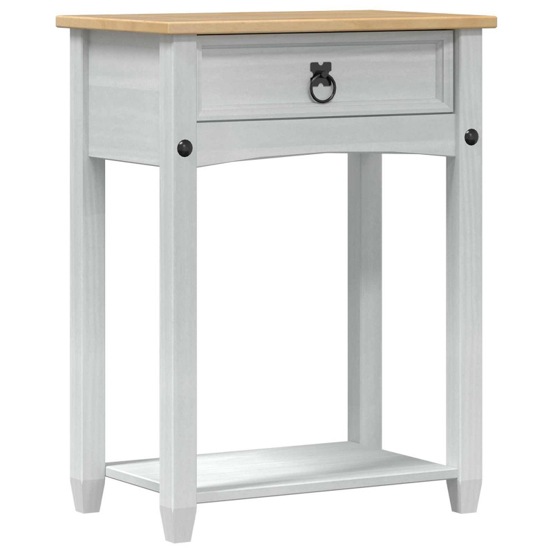 Stolik konsolowy Biały 55 x 35 x 73 cm Lite drewno sosnowe