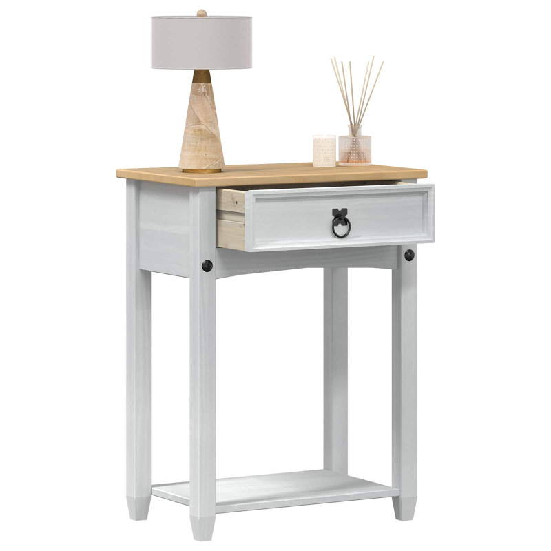 Stolik konsolowy Biały 55 x 35 x 73 cm Lite drewno sosnowe