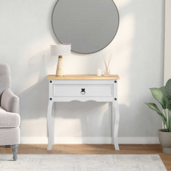 Stolik konsolowy Biały 73 x 35 x 73 cm Lite drewno sosnowe
