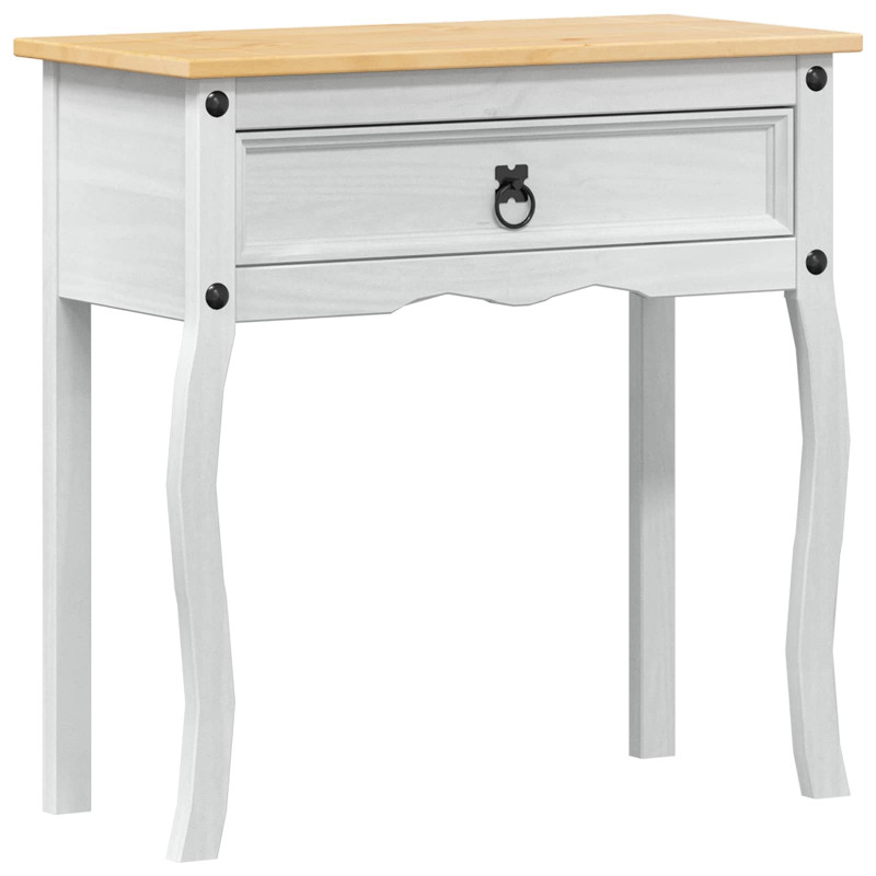 Stolik konsolowy Biały 73 x 35 x 73 cm Lite drewno sosnowe