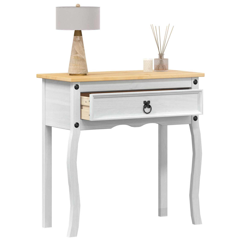 Stolik konsolowy Biały 73 x 35 x 73 cm Lite drewno sosnowe