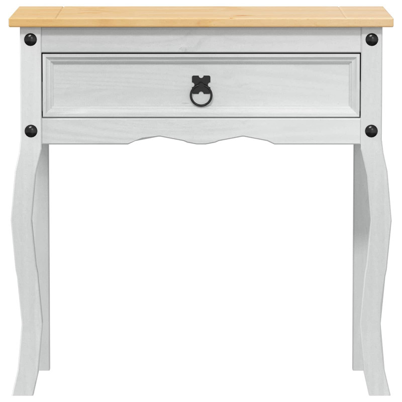 Stolik konsolowy Biały 73 x 35 x 73 cm Lite drewno sosnowe