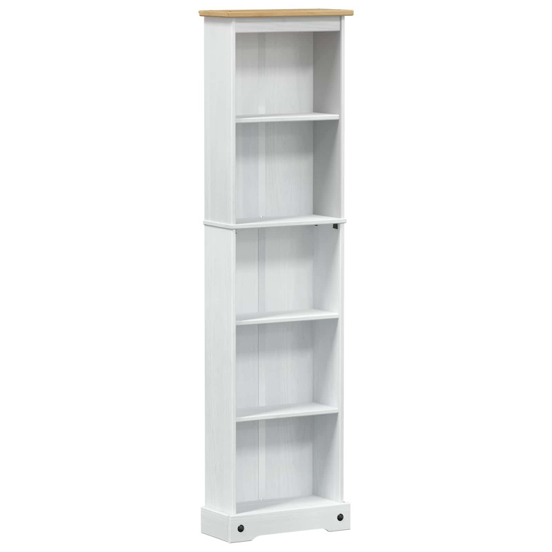 Półka na książki Biały 46 x 20 x 170 cm Lite drewno sosnowe