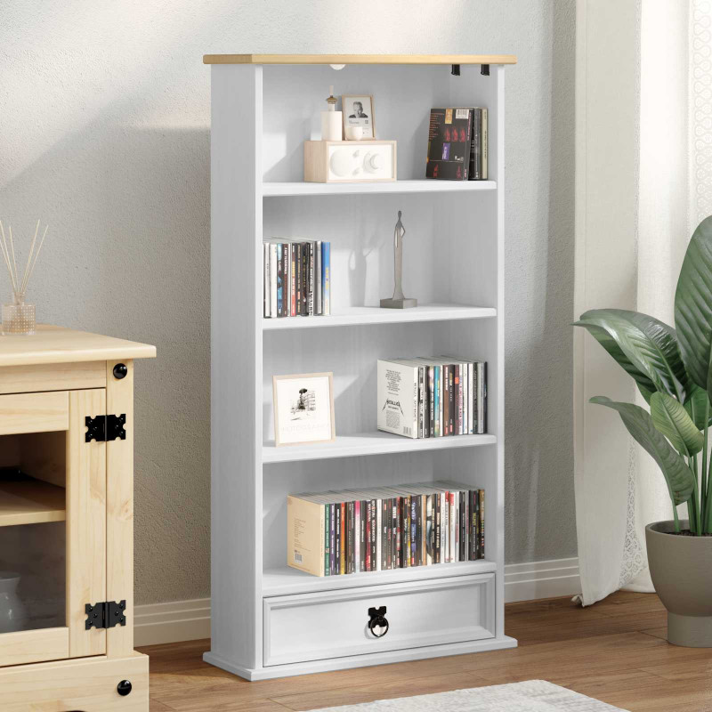 Szafka na płyty CD Biały 52 x 17.5 x 103 cm Lite drewno sosnowe