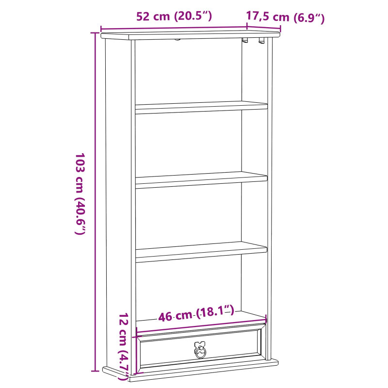 Szafka na płyty CD Biały 52 x 17.5 x 103 cm Lite drewno sosnowe