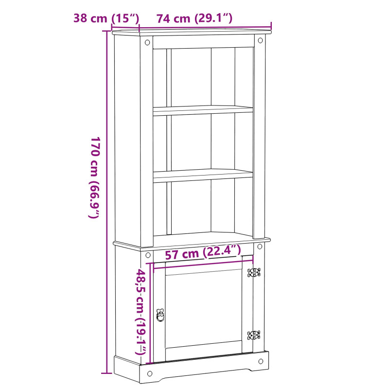 Highboard Biały 74 x 38 x 170 cm Lite drewno sosnowe