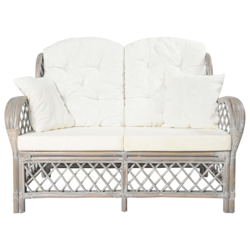 2-osobowa sofa, szara, rattanowa