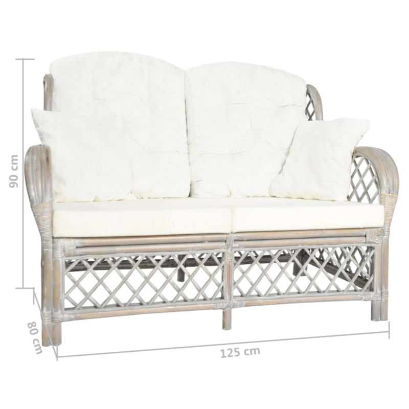 2-osobowa sofa, szara, rattanowa