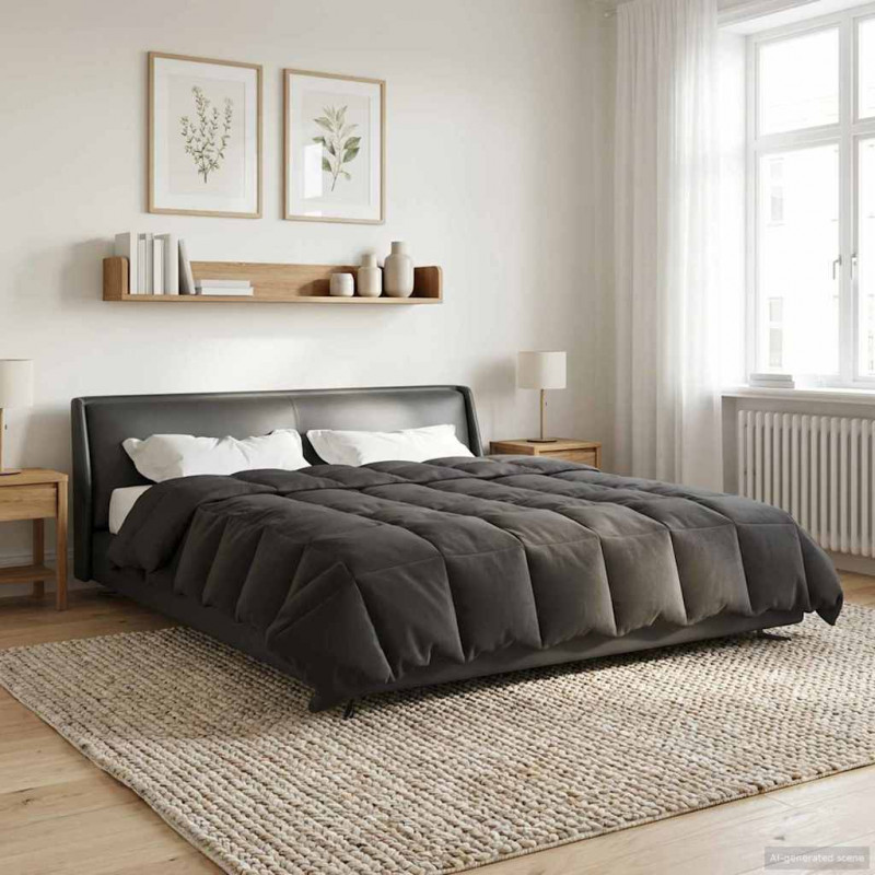 Letni Kołdra Kwiłtowany Antracyt 200 x 200 cm Mikrofibra