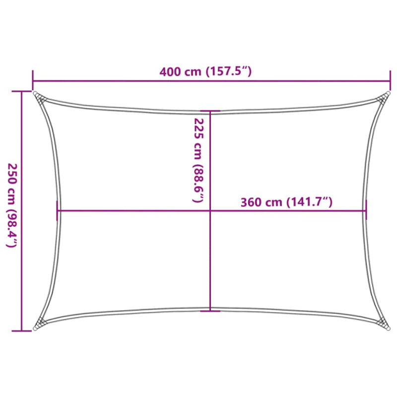 Żagiel przeciwsłoneczny, 160 g/m², piaskowy, 2,5x4 m, HDPE