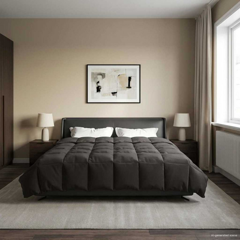 Letni Kołdra Kwiłtowany Antracyt 200 x 200 cm Mikrofibra