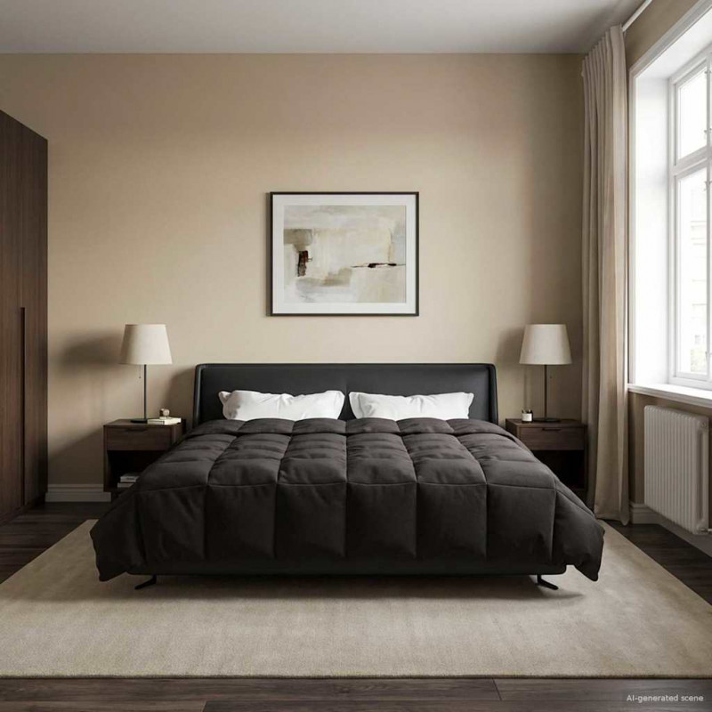 Letni Kołdra Kwiłtowany Antracyt 200 x 240 cm Mikrofibra