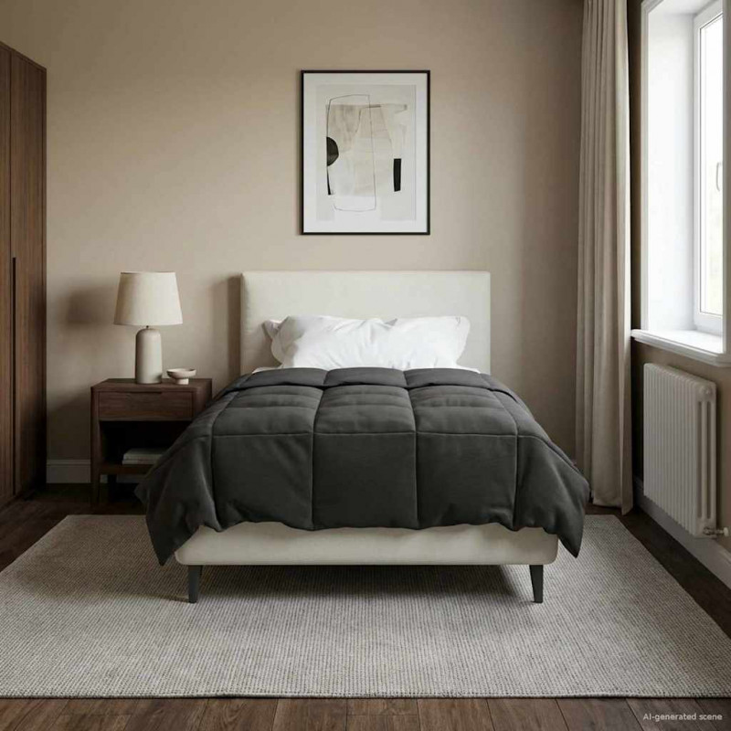 Letni Kołdra Kwiłtowany Antracyt 155 x 220 cm Mikrofibra