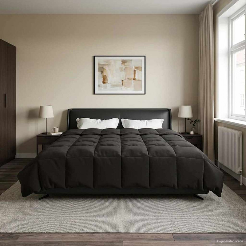 Letni Kołdra Kwiłtowany Antracyt 200 x 220 cm Mikrofibra