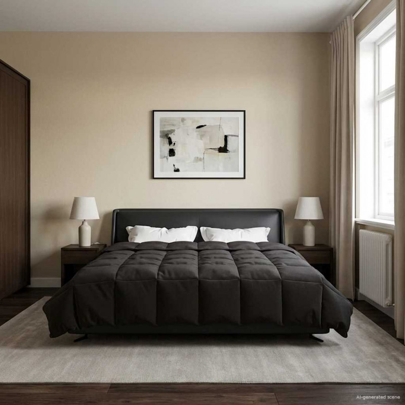 Letni Kołdra Kwiłtowany Antracyt 220 x 260 cm Mikrofibra