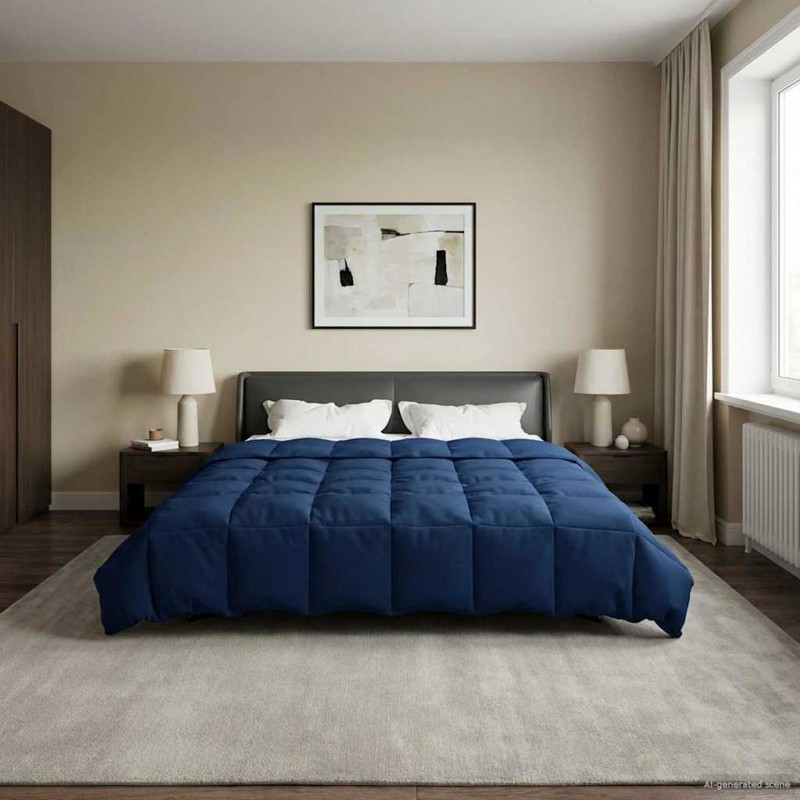 Letni Kołdra Kwiłtowany Ciemnoniebieski 200 x 200 cm Mikrofibra