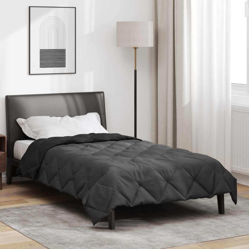Letni Kołdra Czarny i antracyt 200 x 155 cm Mikrofibra