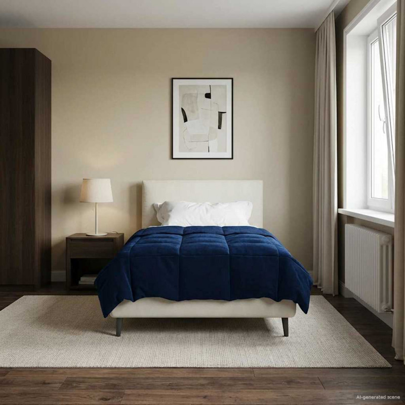 Letni Kołdra Kwiłtowany Ciemnoniebieski 140 x 220 cm Mikrofibra