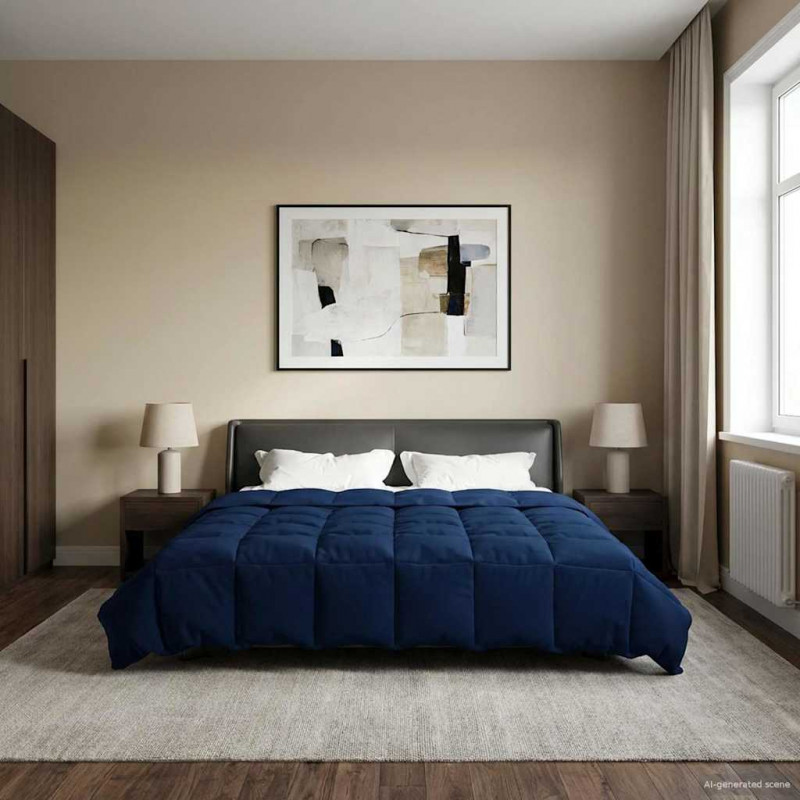 Letni Kołdra Kwiłtowany Ciemnoniebieski 220 x 240 cm Mikrofibra