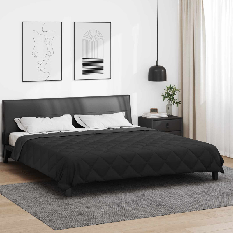 Letni Kołdra Czarny i antracyt 240 x 260 cm Mikrofibra