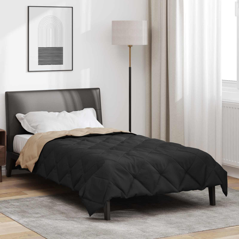 Letni Kołdra Czarny i Taupe 220 x 155 cm Mikrofibra