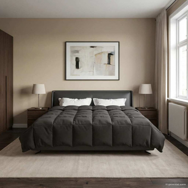 Kołdra na cały rok Kwiłtowany Antracyt 200 x 200 cm Mikrofibra