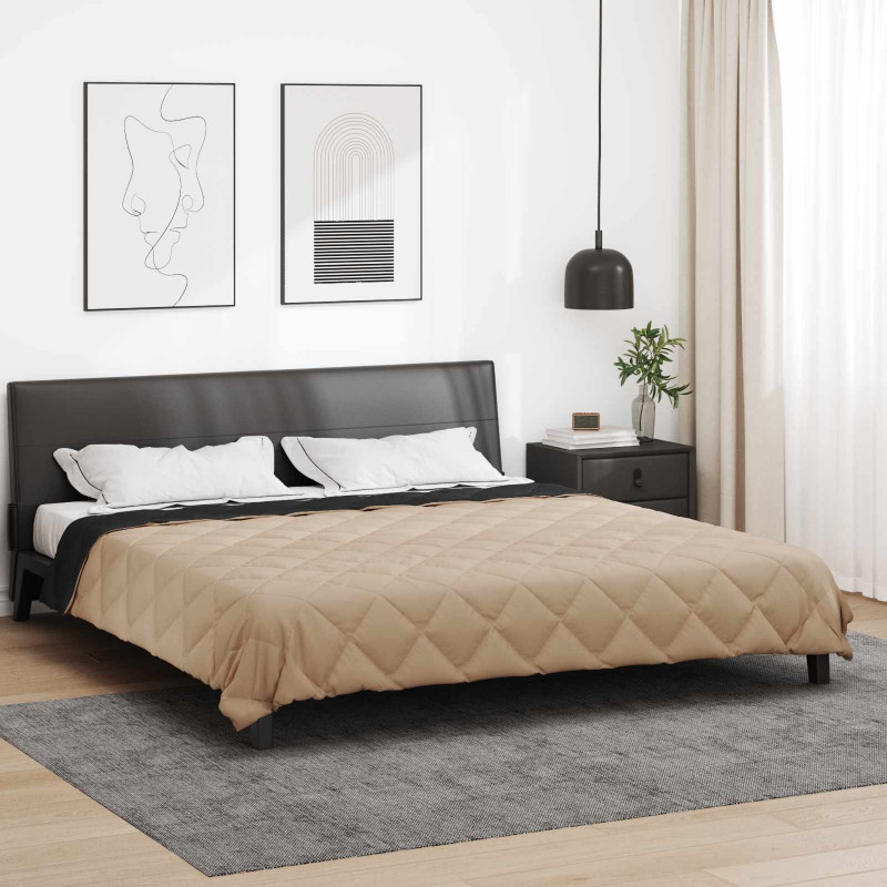 Letni Kołdra Czarny i Taupe 220 x 200 cm Mikrofibra