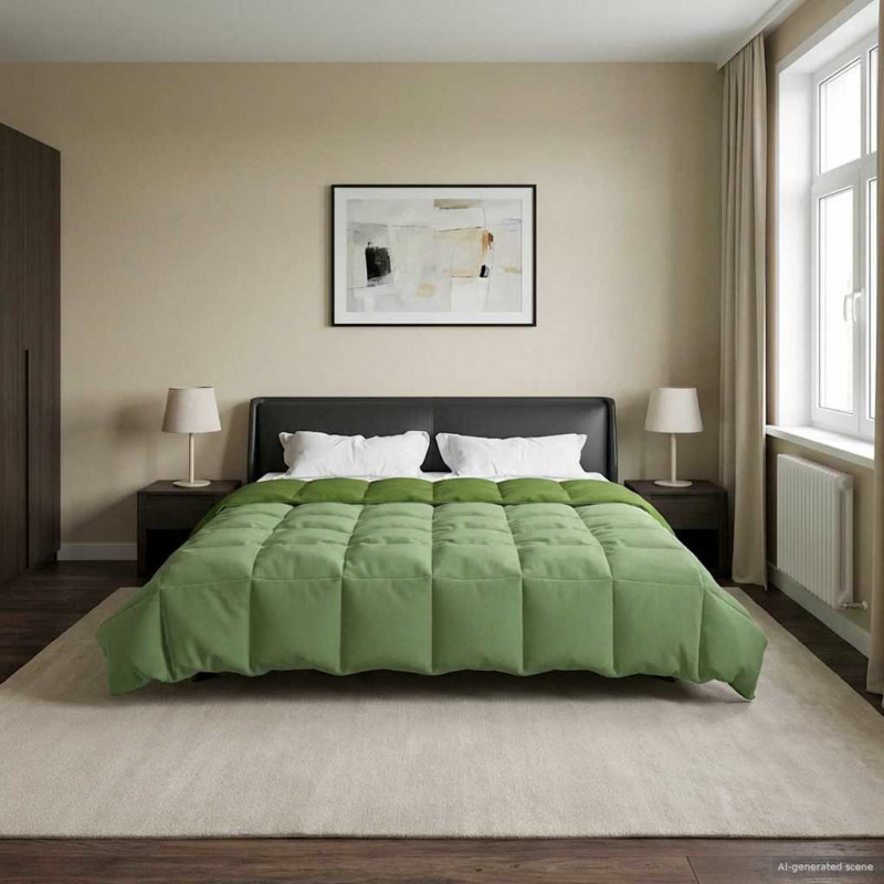 Kołdra na cały rok Kwiłtowany Zielony 200 x 200 cm Mikrofibra