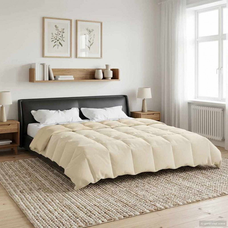 Kołdra na cały rok Kwiłtowany Kremowy 200 x 220 cm Mikrofibra