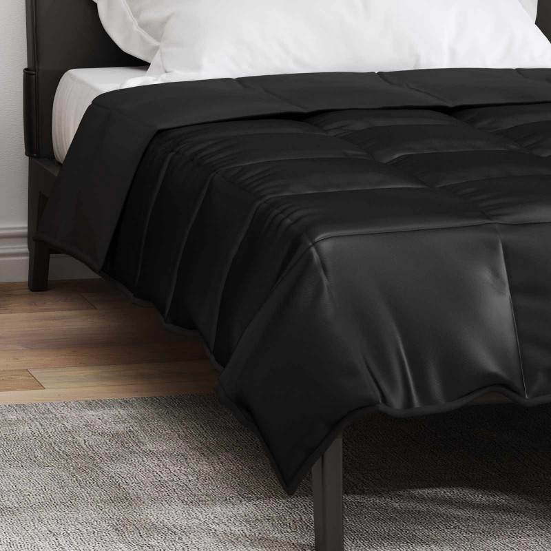 Kołdra na cały rok Czarny 135 x 220 cm Satyna i Mikrofibra