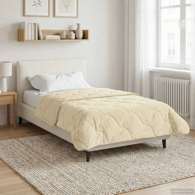 Zimowa Kołdra Kremowy 155 x 220 cm Mikrofibra i Fleece Teddy