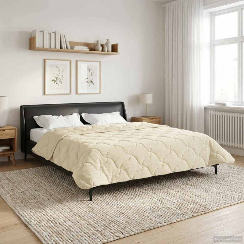 Zimowa Kołdra Kremowy 220 x 240 cm Mikrofibra i Fleece Teddy