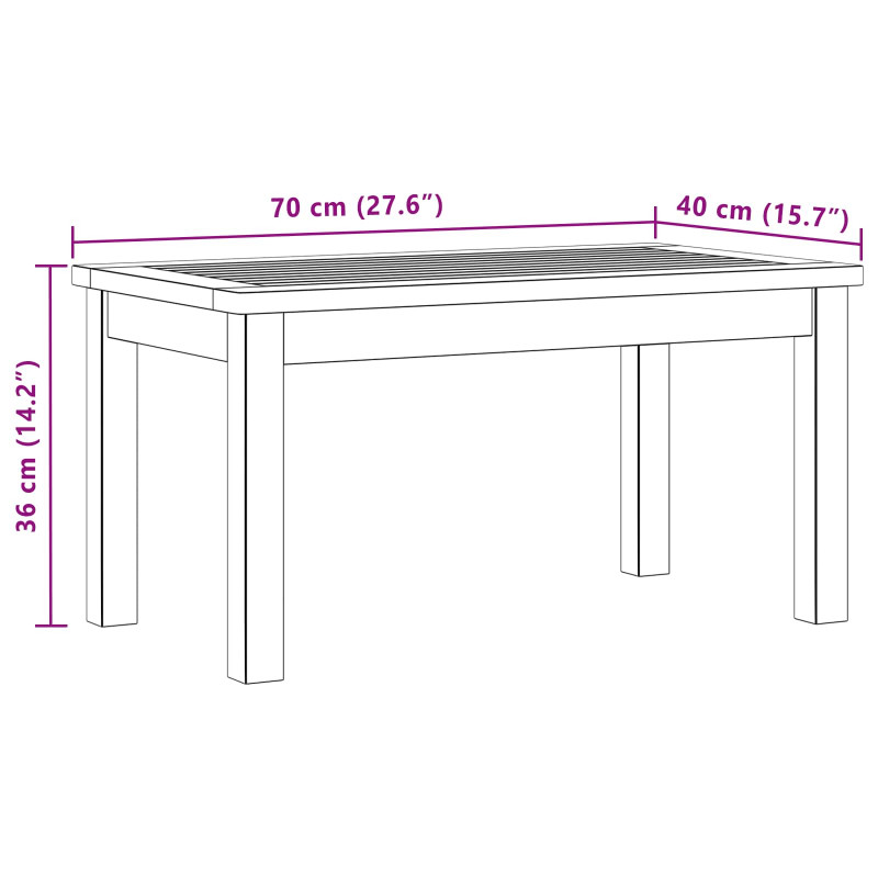 Stolik kawowy Jasna akacja 70 x 40 x 36 cm Lite Drewno Akacji