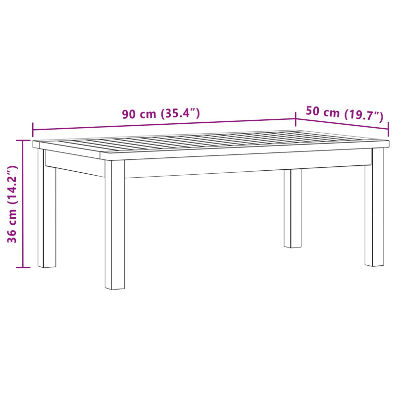 Stolik kawowy Jasna akacja 90 x 50 x 36 cm Lite Drewno Akacji