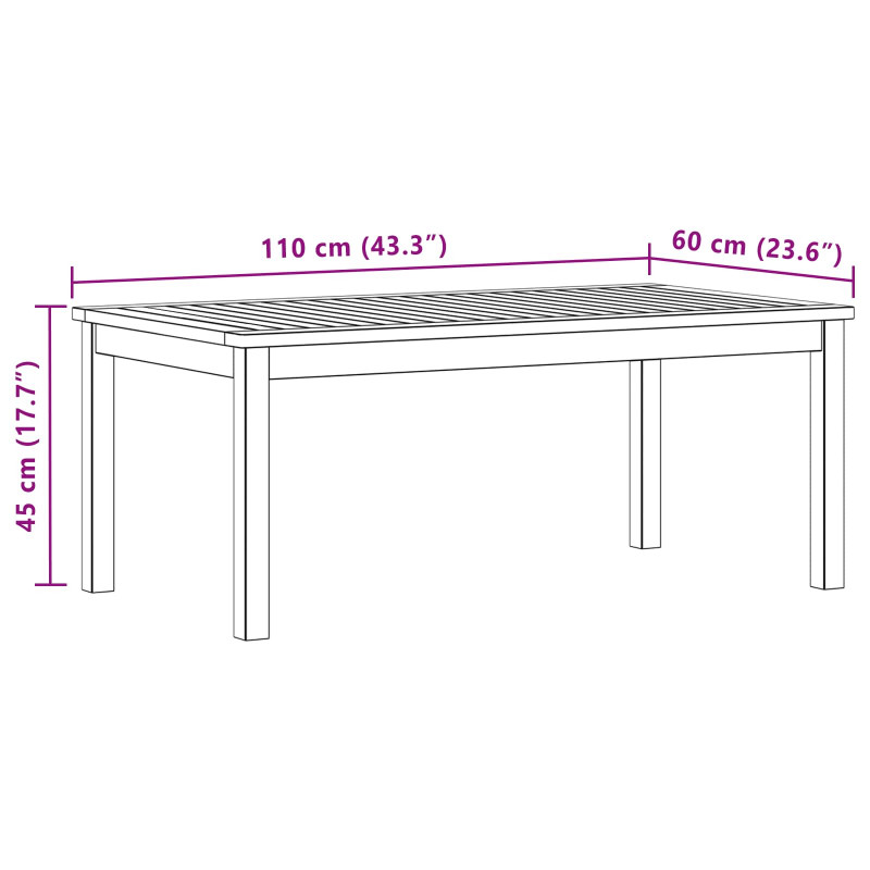 Stolik kawowy Jasna akacja 110 x 60 x 45 cm Lite Drewno Akacji