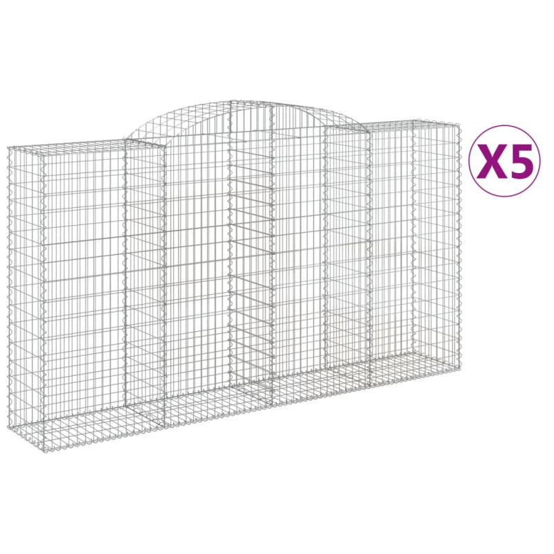 Kosze gabionowe z łukiem, 5 szt., 300x50x160/180 cm, żelazo