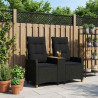 Leżanka z stolikiem Czarny 126 x 65 x 112 cm polirattan