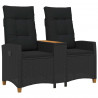 Leżanka z stolikiem Czarny 126 x 65 x 112 cm polirattan