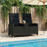 Leżanka z stolikiem Czarny 126 x 65 x 112 cm polirattan
